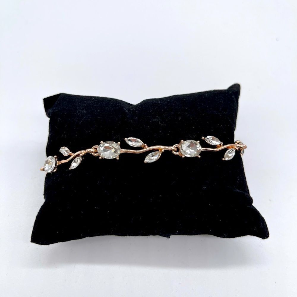 Vine Cubic Zirconia with Rose Gold / Rhodium Bracelet 8 inches